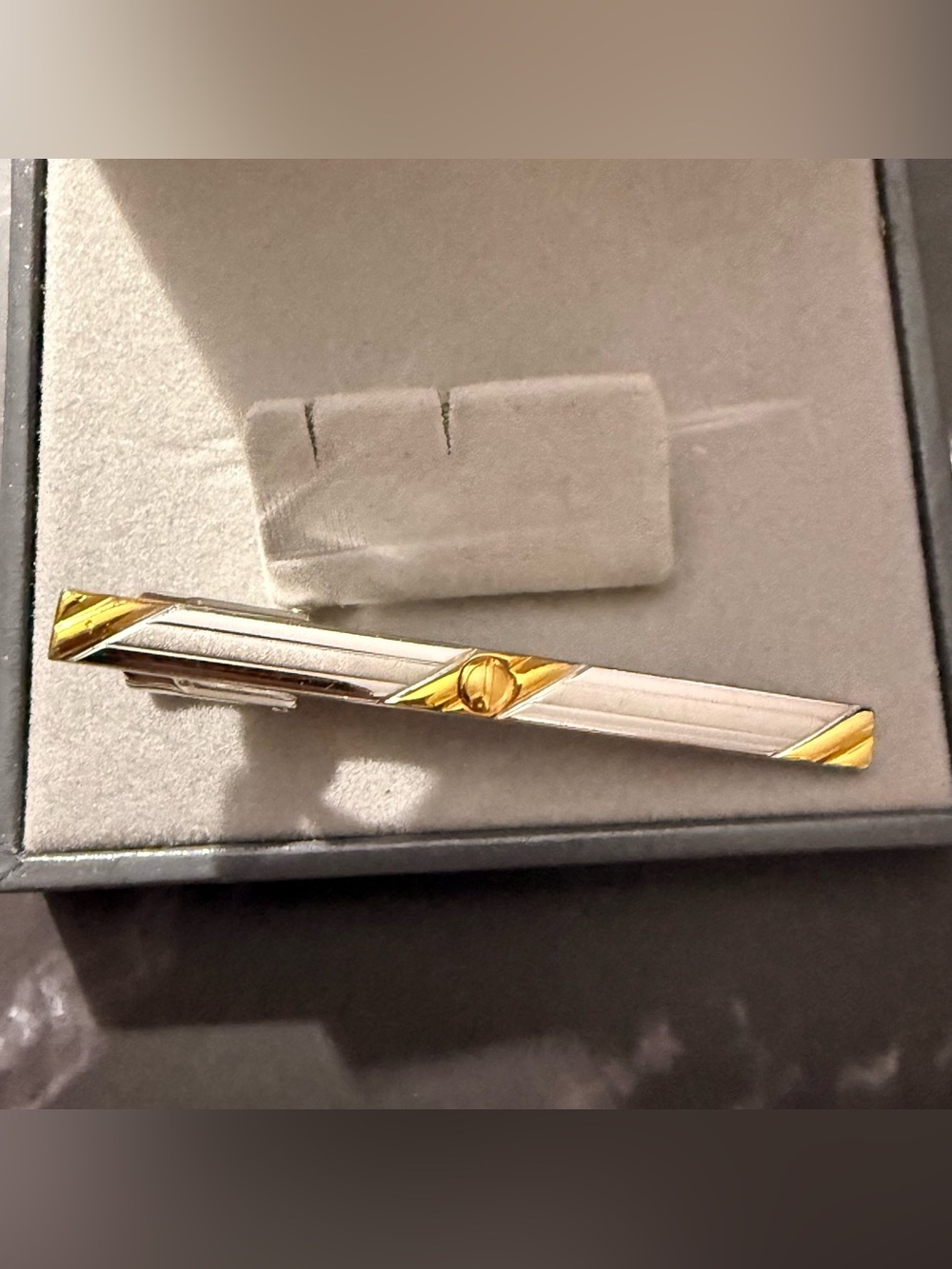 Dunhill Two-Tone Silver and Gold Diagonal Tie Bar No box excellent condition